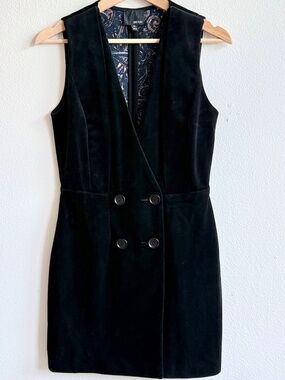 Greylin Black Velvet Mini Dress XS Sleeveless